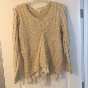 Beige Sweater with lace trim